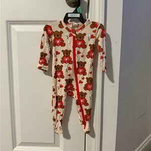 Carter's Beige and Red Bear Print Kids Pajama Footies